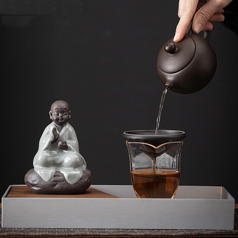 Nimara Ritual Little Zen Monk Hat Strainer Ceramic Tea Accessories Figurine Home Decoration