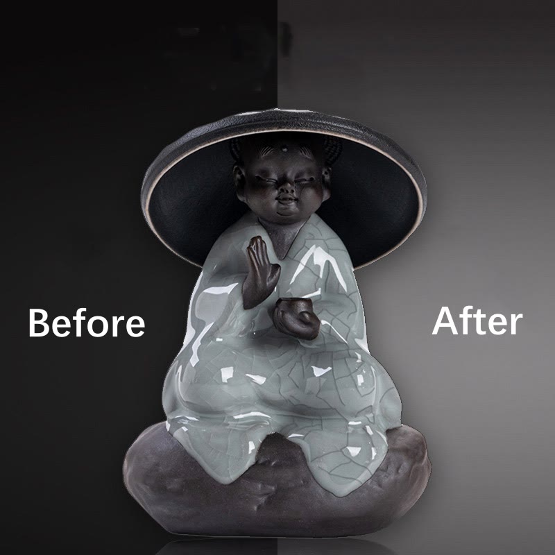 Nimara Ritual Little Zen Monk Hat Strainer Ceramic Tea Accessories Figurine Home Decoration