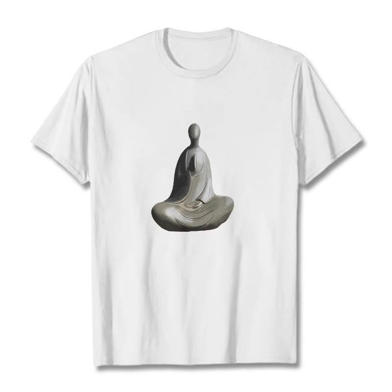 Nimara Ritual Gray Formless Buddha Pattern Cotton Tee T-shirt
