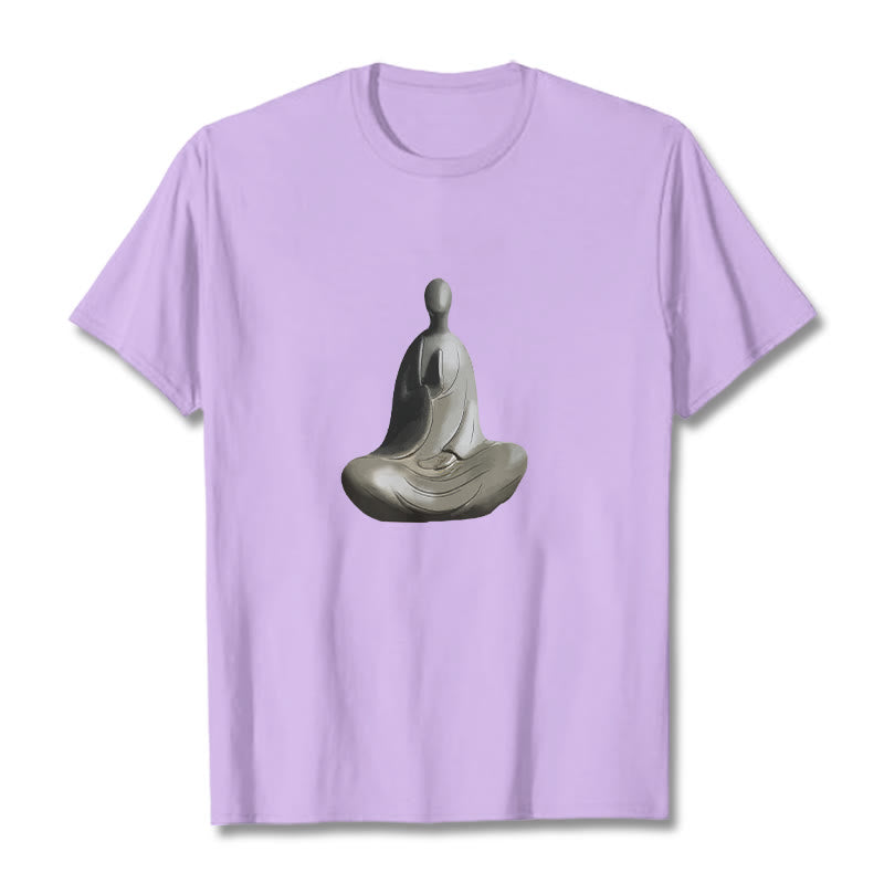 Nimara Ritual Gray Formless Buddha Pattern Cotton Tee T-shirt