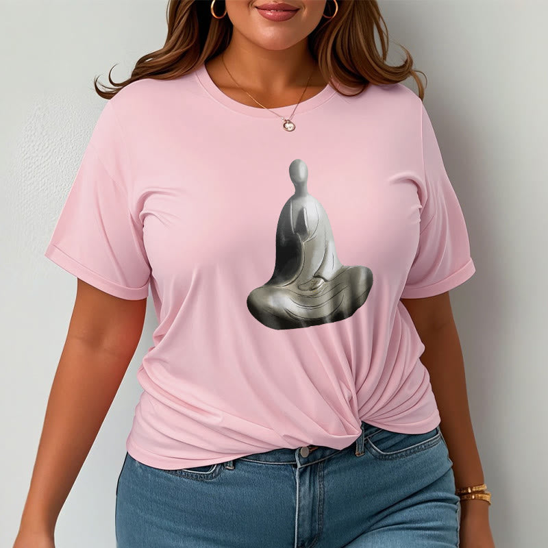 Nimara Ritual Gray Formless Buddha Pattern Cotton Tee T-shirt