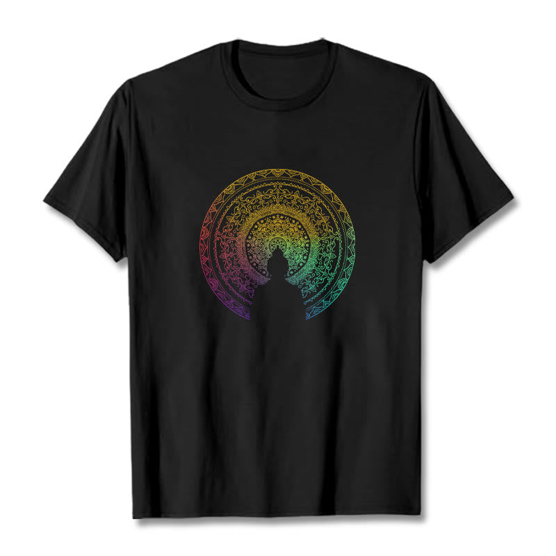 Nimara Ritual Colorful Gradient Mandala Buddha Cotton Tee T-shirt