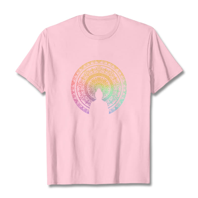 Nimara Ritual Colorful Gradient Mandala Buddha Cotton Tee T-shirt