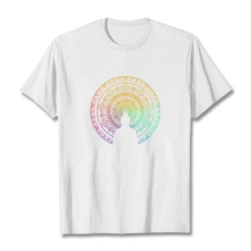 Nimara Ritual Colorful Gradient Mandala Buddha Cotton Tee T-shirt
