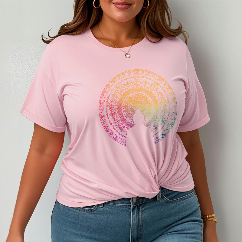 Nimara Ritual Colorful Gradient Mandala Buddha Cotton Tee T-shirt