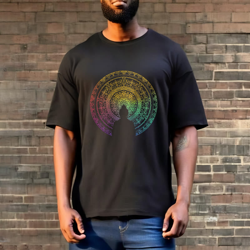 Nimara Ritual Colorful Gradient Mandala Buddha Cotton Tee T-shirt