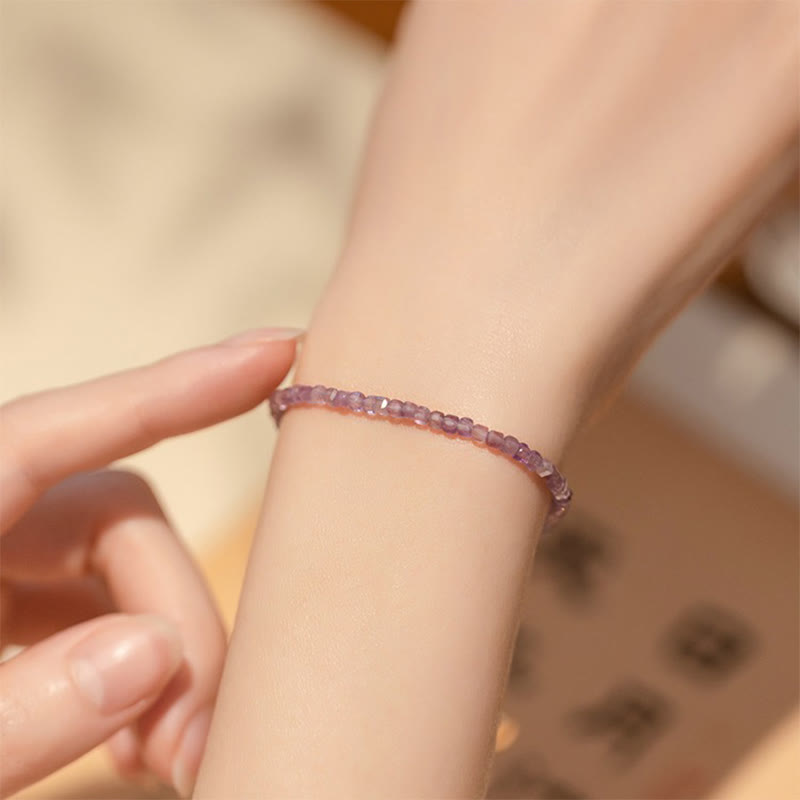 Nimara Ritual 2.5mm Natural Amethyst Ultra-thin Beads 14k Gold Plated Copper Inner Peace Bracelet