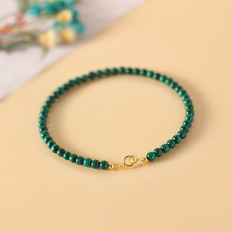 Nimara Ritual 4mm Natural Malachite Beads 14k Gold Plated Copper Anti-anxiety Bracelet