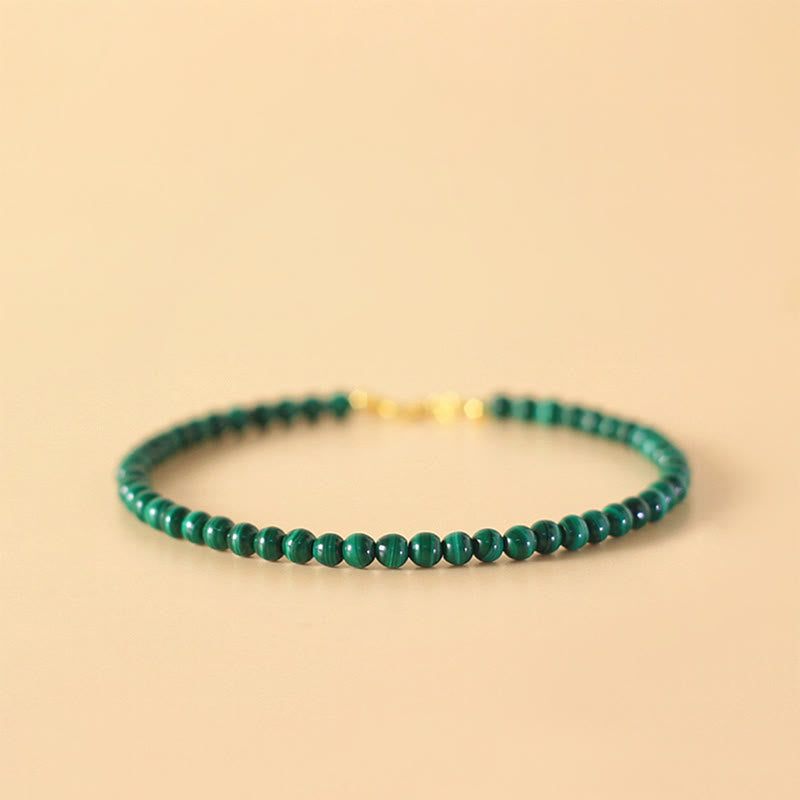 Nimara Ritual 4mm Natural Malachite Beads 14k Gold Plated Copper Anti-anxiety Bracelet