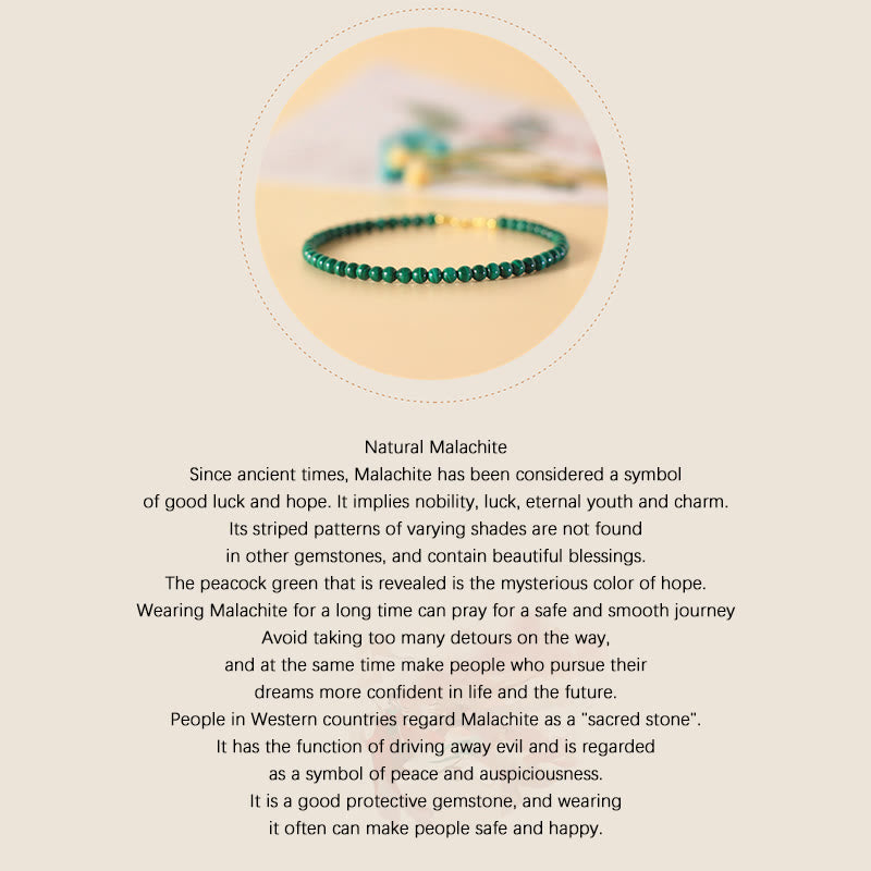 Nimara Ritual 4mm Natural Malachite Beads 14k Gold Plated Copper Anti-anxiety Bracelet