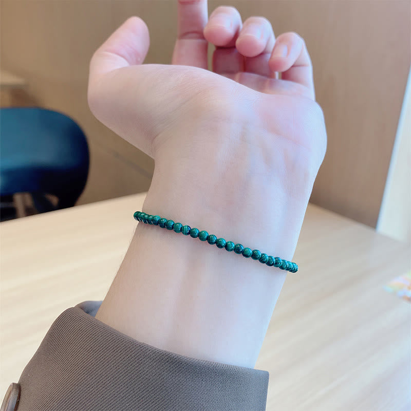 Nimara Ritual 4mm Natural Malachite Beads 14k Gold Plated Copper Anti-anxiety Bracelet