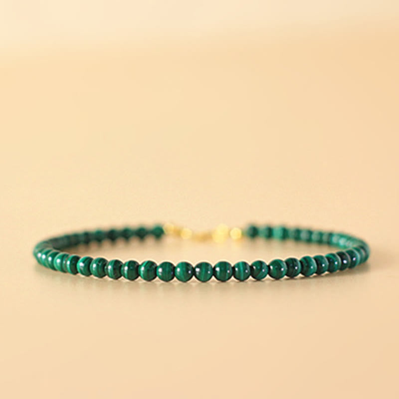 Nimara Ritual 4mm Natural Malachite Beads 14k Gold Plated Copper Anti-anxiety Bracelet