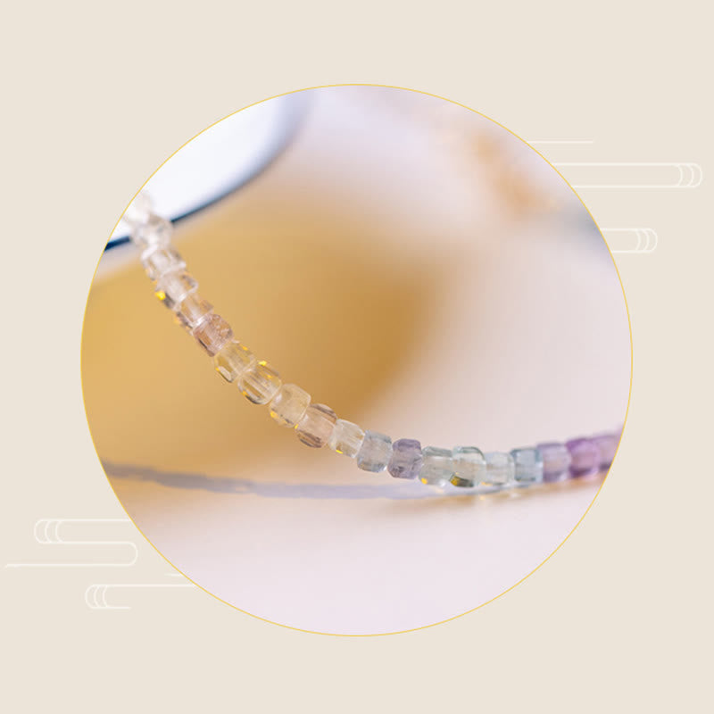 Nimara Ritual 2.5mm Fluorite Ultra-thin Beads 14k Gold Plated Copper Heart Power Bracelet