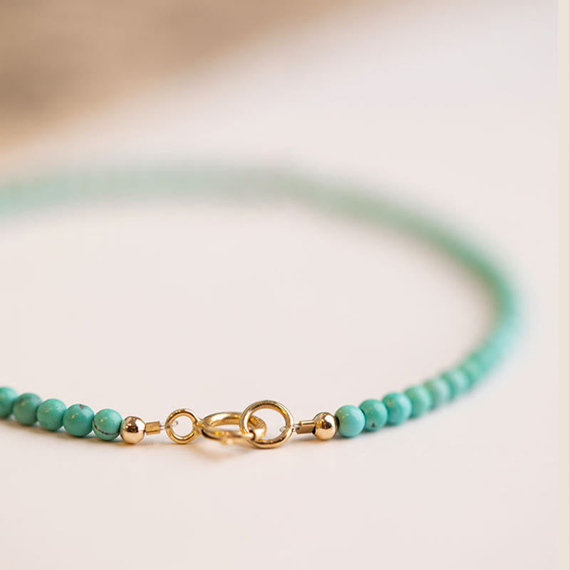 Nimara Ritual 2mm Turquoise Ultra-thin Beads 14k Gold Plated Copper Wisdom Bracelet