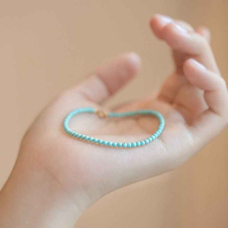 Nimara Ritual 2mm Turquoise Ultra-thin Beads 14k Gold Plated Copper Wisdom Bracelet