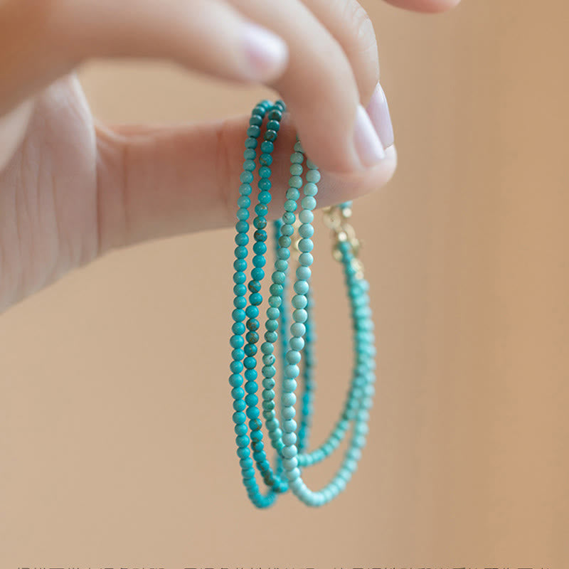 Nimara Ritual 2mm Turquoise Ultra-thin Beads 14k Gold Plated Copper Wisdom Bracelet