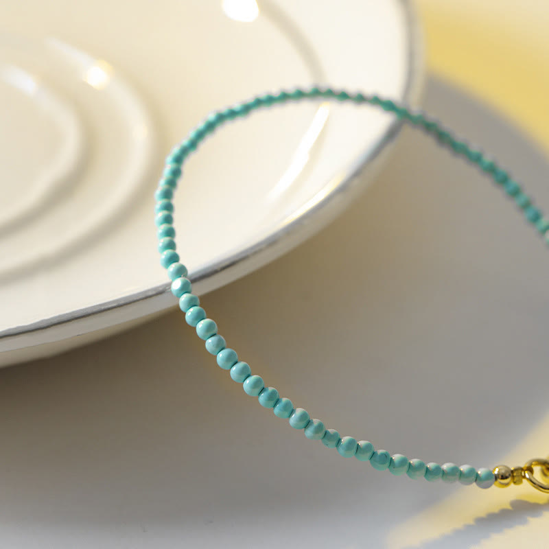 Nimara Ritual 2mm Turquoise Ultra-thin Beads 14k Gold Plated Copper Wisdom Bracelet