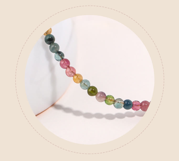 Nimara Ritual 2mm Multicolor Tourmaline Ultra-thin Beads 14k Gold Plated Copper Wisdom Bracelet