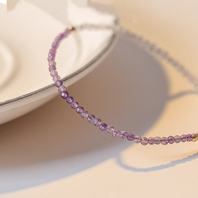 Nimara Ritual 2.5mm Natural Amethyst Ultra-thin Beads 14k Gold Plated Copper Inner Peace Bracelet