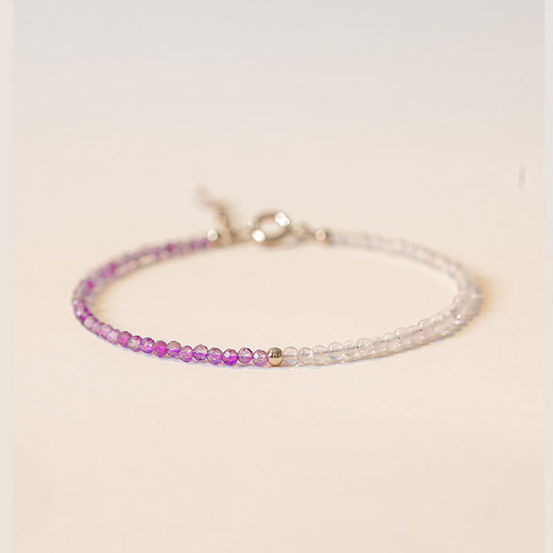 Nimara Ritual 2.5mm Natural Amethyst Ultra-thin Beads 14k Gold Plated Copper Inner Peace Bracelet