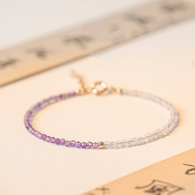 Nimara Ritual 2.5mm Natural Amethyst Ultra-thin Beads 14k Gold Plated Copper Inner Peace Bracelet