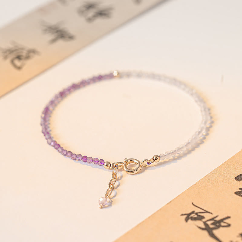 Nimara Ritual 2.5mm Natural Amethyst Ultra-thin Beads 14k Gold Plated Copper Inner Peace Bracelet