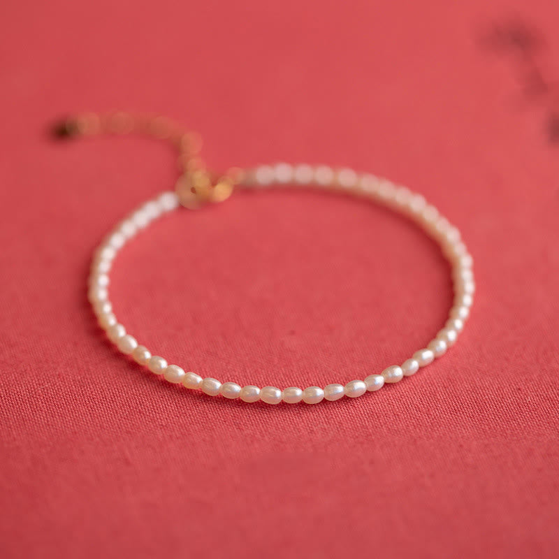 Nimara Ritual 2mm Natural Pearl Ultra-thin Beads 14k Gold Plated Copper Wisdom Bracelet