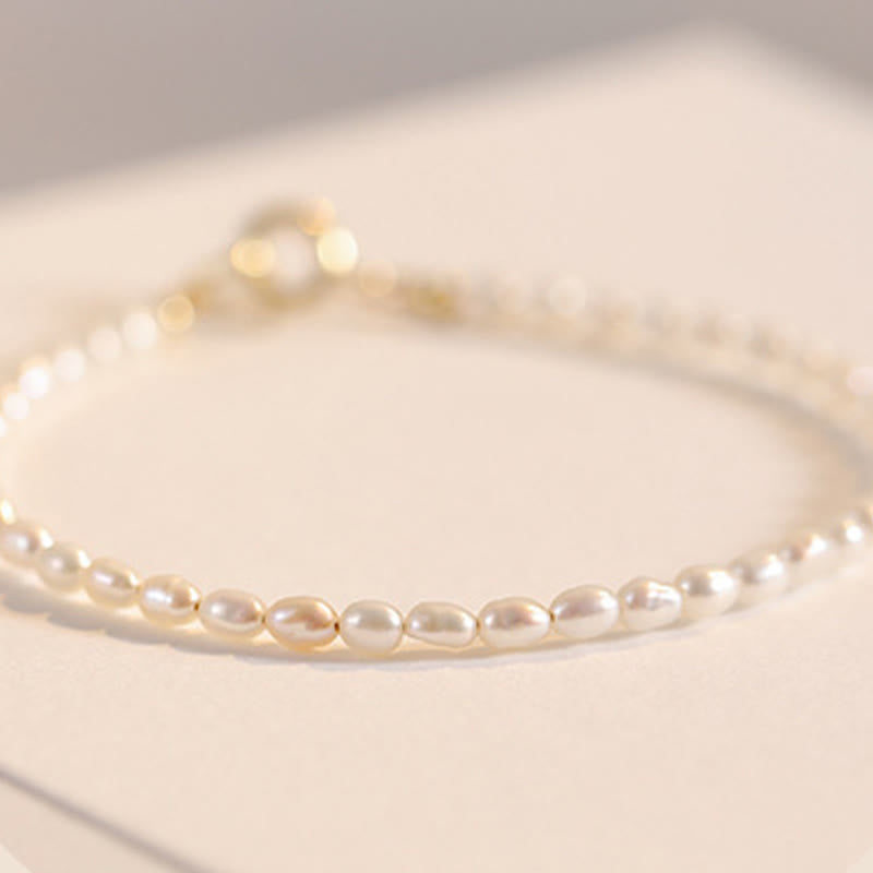 Nimara Ritual 2mm Natural Pearl Ultra-thin Beads 14k Gold Plated Copper Wisdom Bracelet