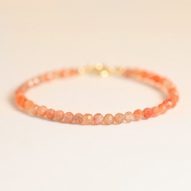 Nimara Ritual 3mm Sun Stone Ultra-thin Beads 14k Gold Plated Copper Wealth Bracelet