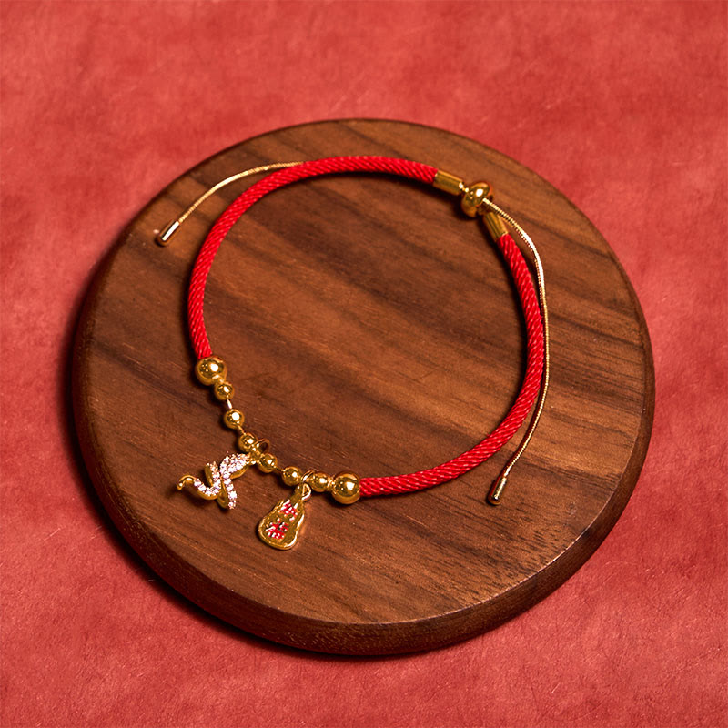 Nimara Ritual Handmade Red String Fu Character Year Of The Snake Protection Braided Bracelet