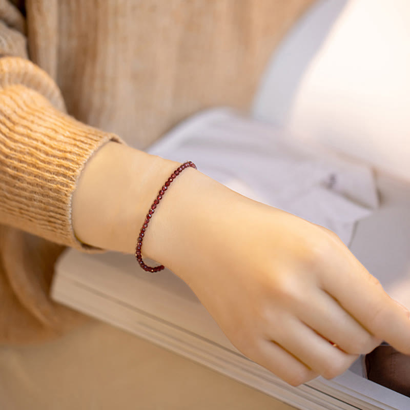 Nimara Ritual 3mm Natural Small Garnet Ultra-Thin Beads Protection Bracelet