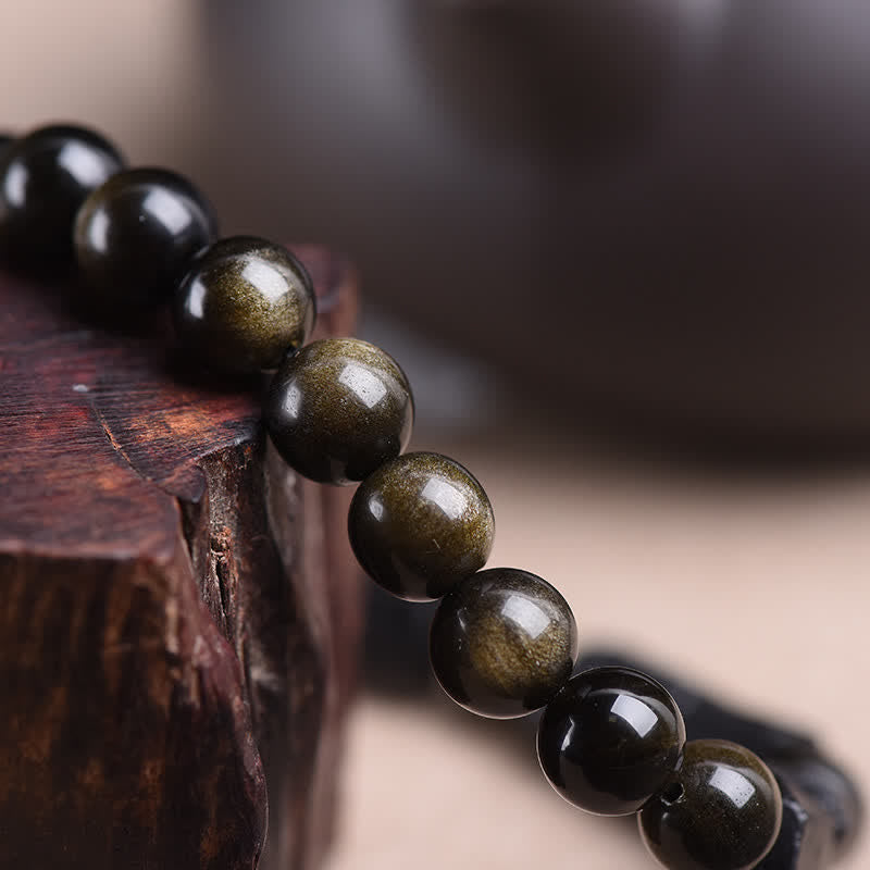 Nimara Ritual Gold Sheen Obsidian Black Tourmaline Wealth Bracelet