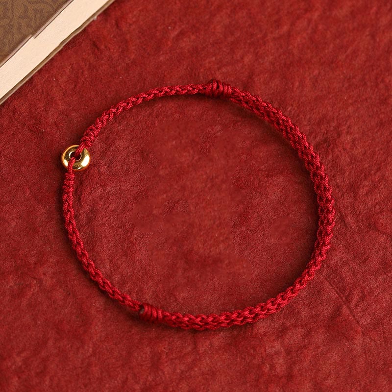 Nimara Ritual 999 Gold Small Peace Buckle Red String Protection Luck Braided Bracelet Anklet