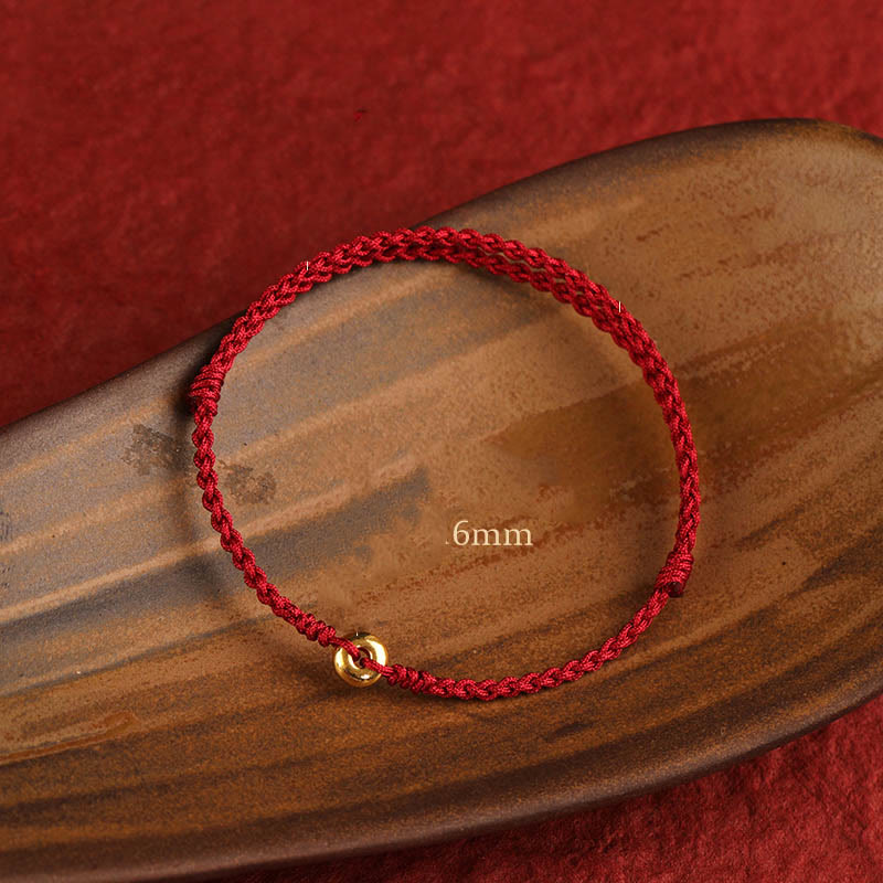 Nimara Ritual 999 Gold Small Peace Buckle Red String Protection Luck Braided Bracelet Anklet