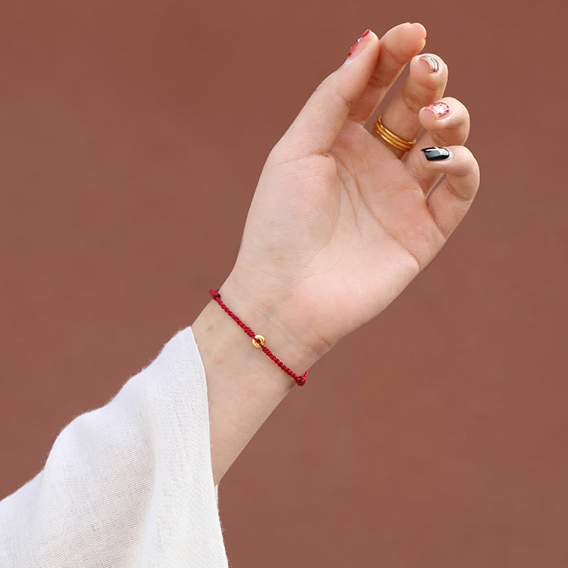 Nimara Ritual 999 Gold Small Peace Buckle Red String Protection Luck Braided Bracelet Anklet