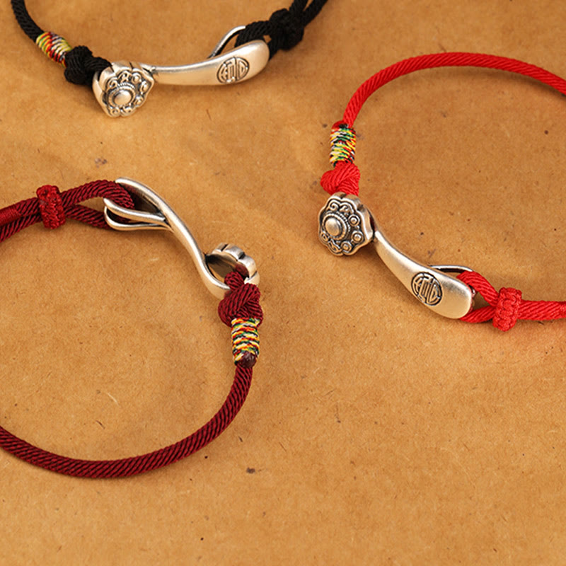 Nimara Ritual 999 Sterling Silver Ruyi Stick String Protection Braided Bracelet