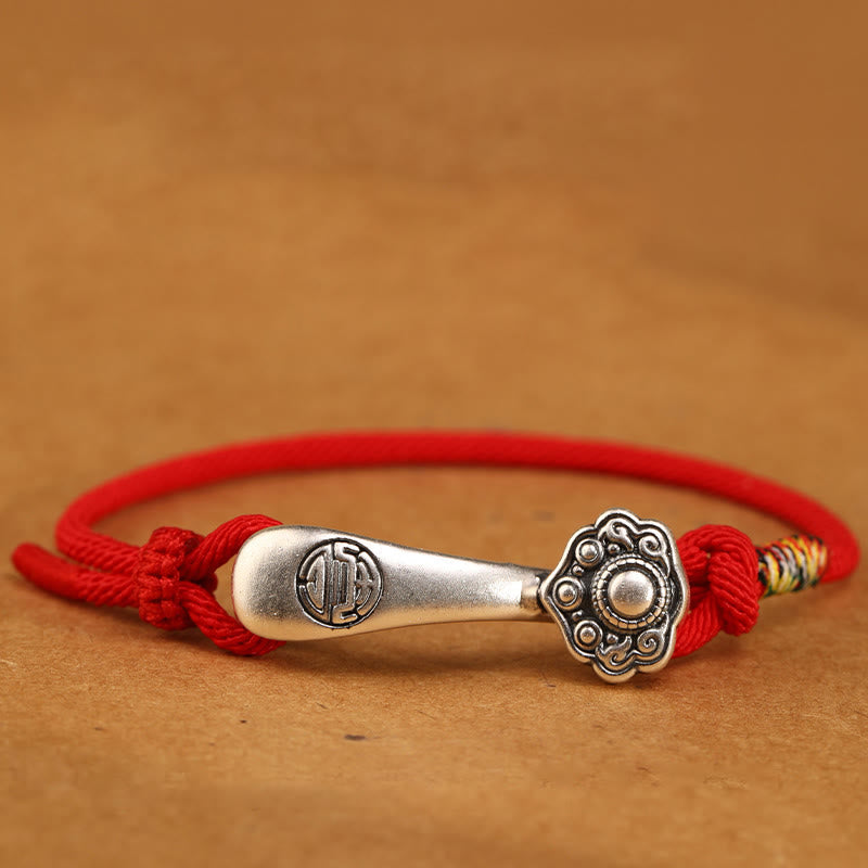 Nimara Ritual 999 Sterling Silver Ruyi Stick String Protection Braided Bracelet