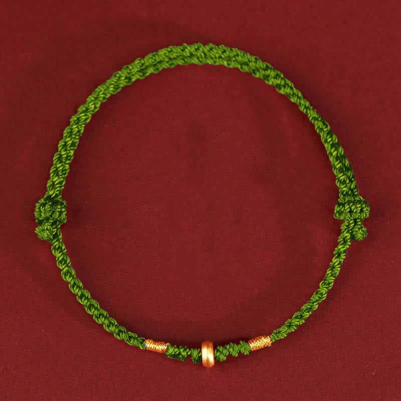 Nimara Ritual 999 Gold Small Lucky Beads String Protection Luck Braided Bracelet Anklet
