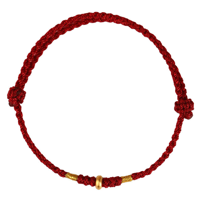 Nimara Ritual 999 Gold Small Lucky Beads String Protection Luck Braided Bracelet Anklet