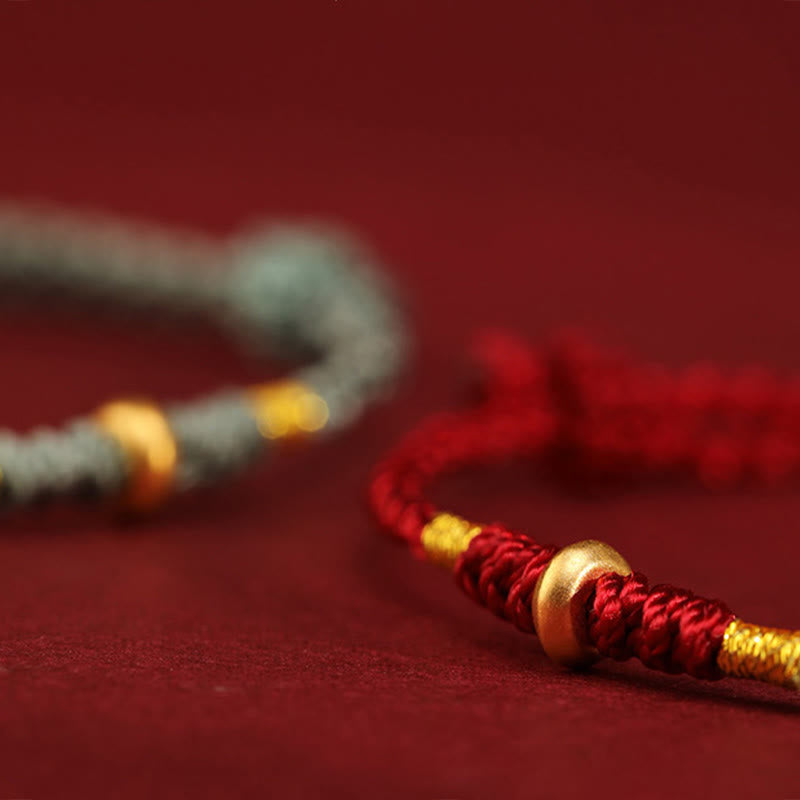 Nimara Ritual 999 Gold Small Lucky Beads String Protection Luck Braided Bracelet Anklet