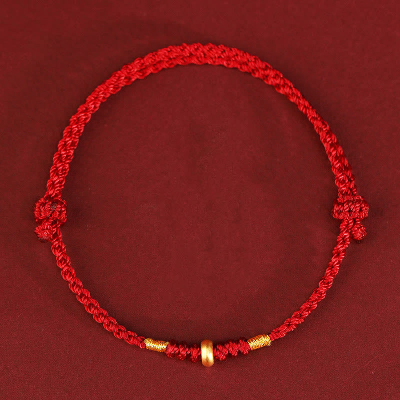Nimara Ritual 999 Gold Small Lucky Beads String Protection Luck Braided Bracelet Anklet
