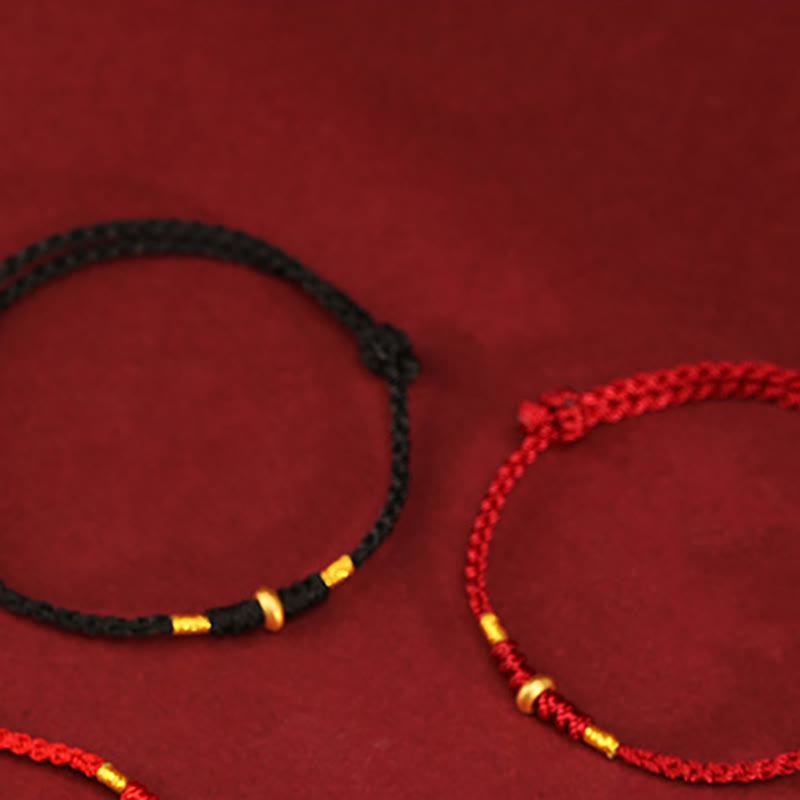 Nimara Ritual 999 Gold Small Lucky Beads String Protection Luck Braided Bracelet Anklet