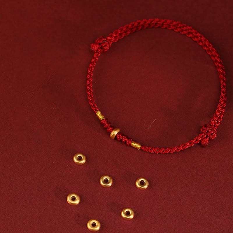 Nimara Ritual 999 Gold Small Lucky Beads String Protection Luck Braided Bracelet Anklet