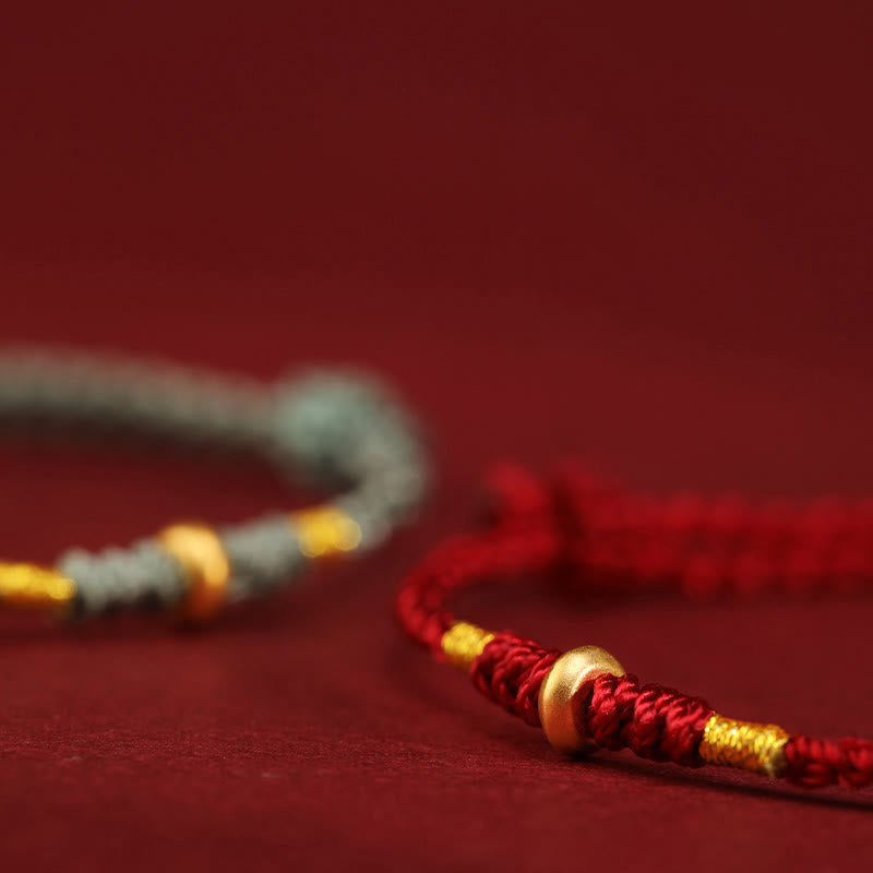 Nimara Ritual 999 Gold Small Lucky Beads String Protection Luck Braided Bracelet Anklet