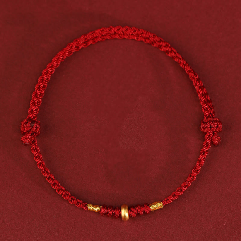 Nimara Ritual 999 Gold Small Lucky Beads String Protection Luck Braided Bracelet Anklet