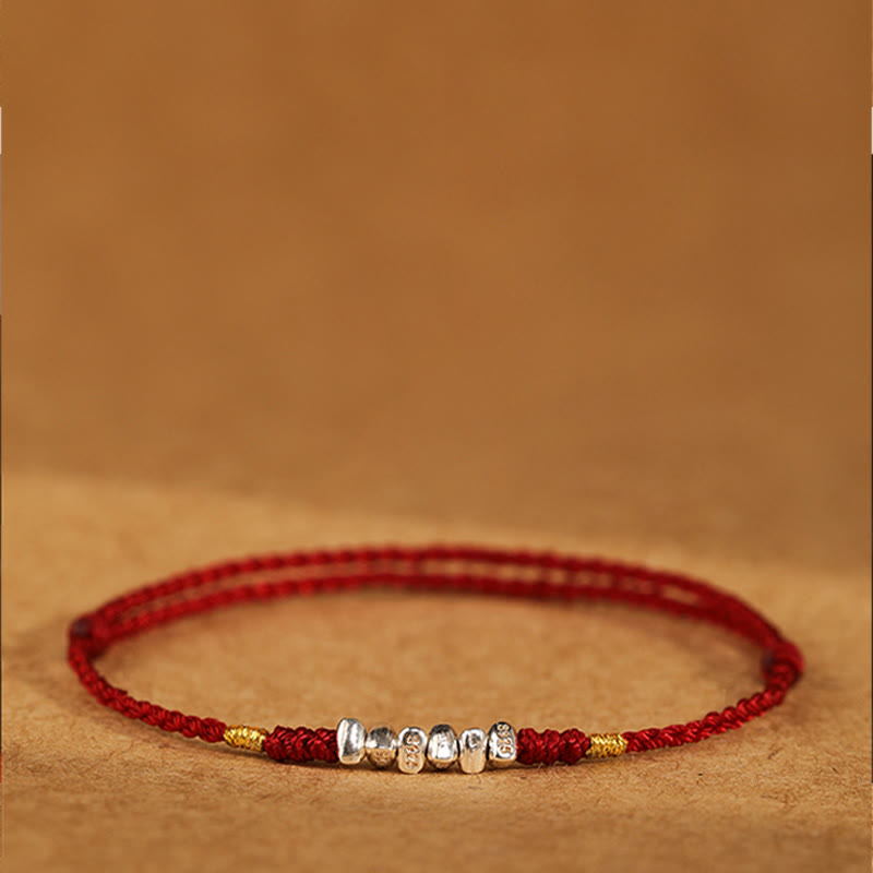Nimara Ritual 925 Sterling Silver String Protection Luck Ultra-Thin Braided Bracelet Anklet