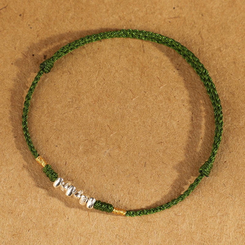 Nimara Ritual 925 Sterling Silver String Protection Luck Ultra-Thin Braided Bracelet Anklet