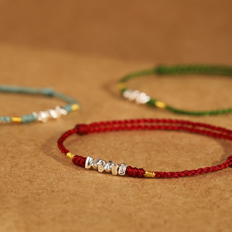 Nimara Ritual 925 Sterling Silver String Protection Luck Ultra-Thin Braided Bracelet Anklet