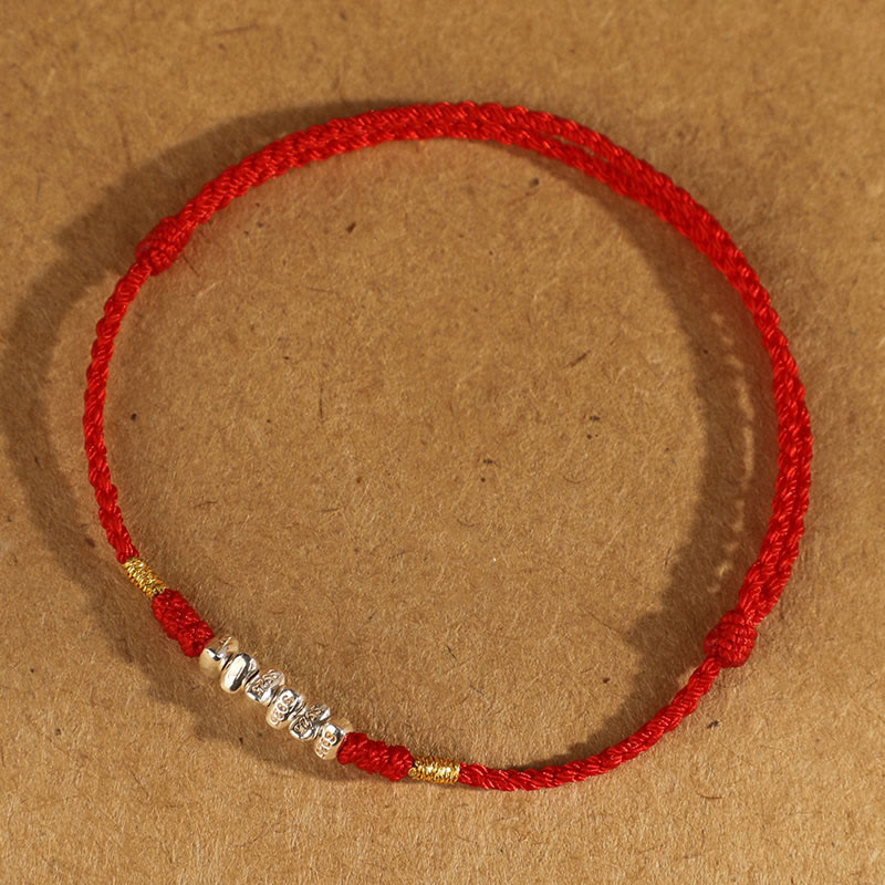 Nimara Ritual 925 Sterling Silver String Protection Luck Ultra-Thin Braided Bracelet Anklet