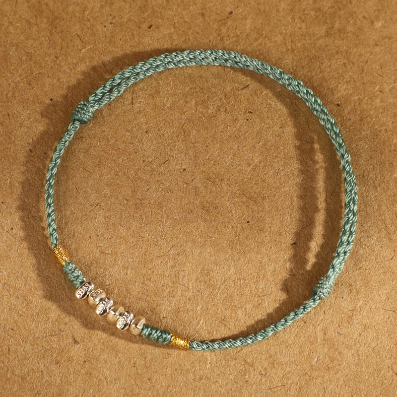 Nimara Ritual 925 Sterling Silver String Protection Luck Ultra-Thin Braided Bracelet Anklet